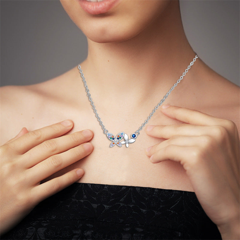 Butterfly Multi-Color Zirconia Necklace
