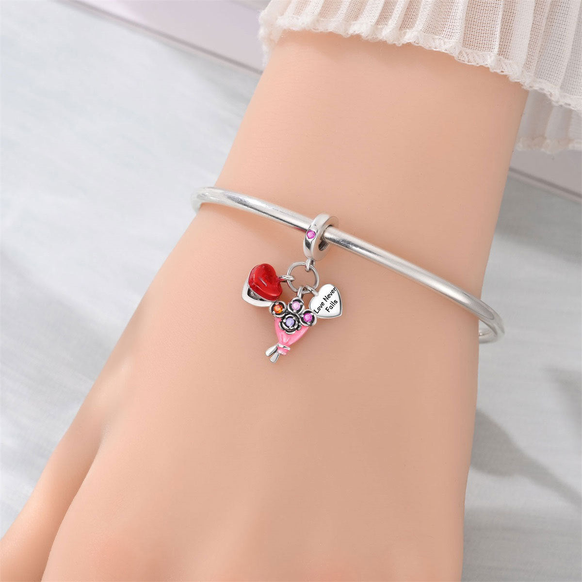 Love Never Fails Bouquet & Ring Dangle Charm
