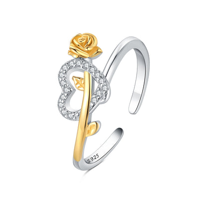 Adjustable rose heart knot ring
