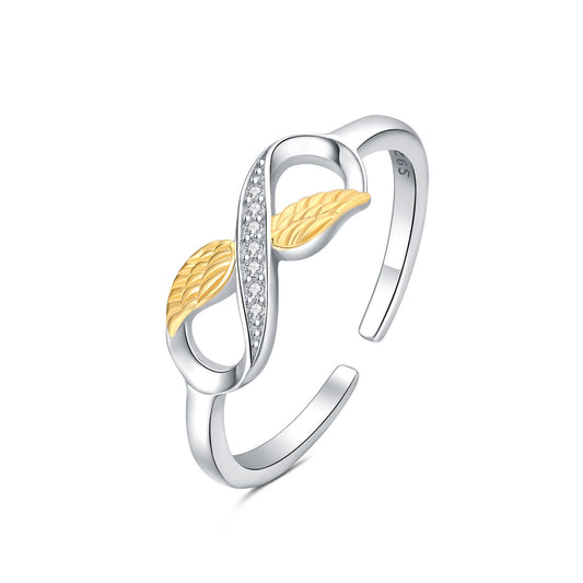 Wings with Infinity Symbol Adjustable Ring