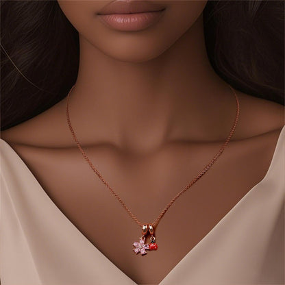 Summer Pink Zircon Flower Necklace
