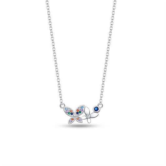 Butterfly Multi-Color Zirconia Necklace