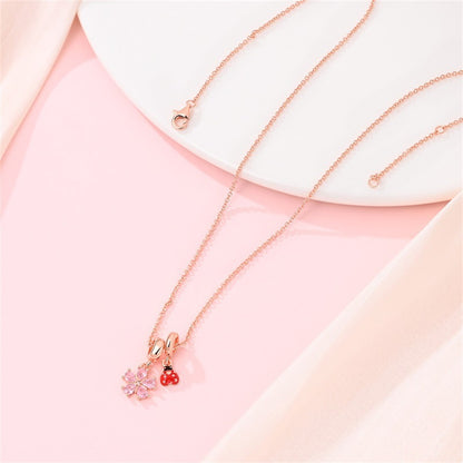 Summer Pink Zircon Flower Necklace