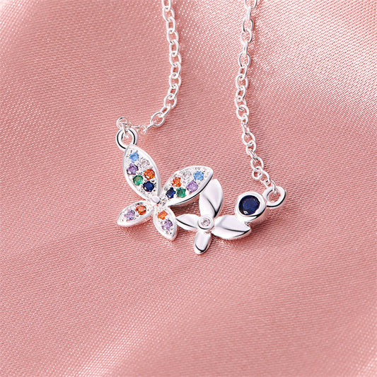 Butterfly Multi-Color Zirconia Necklace