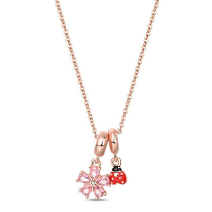 Summer Pink Zircon Flower Necklace