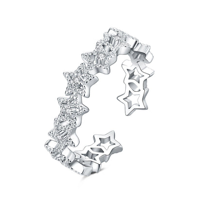 Adjustable ring with openwork star design