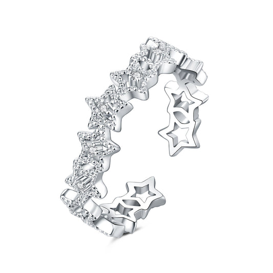 Adjustable ring with openwork star design