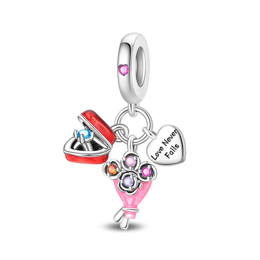 Love Never Fails Bouquet & Ring Dangle Charm